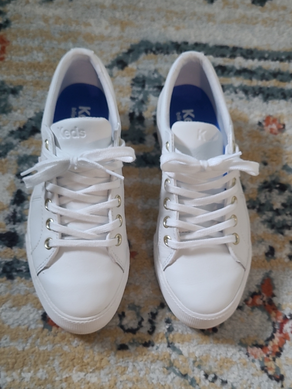 Keds White Sneakers with Blue Insoles
